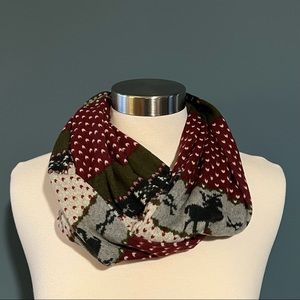 NWOT Infinity Scarf - Reindeer Design, Burgundy, Gray, Black, Olive Green